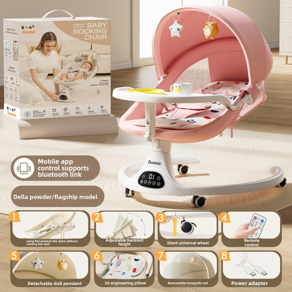 Smart baby chair electric rocker for newborn with remote control
Automatic baby swing with music and feeding tray
Luxury baby rocker chair pink color
Modern baby swing for newborn SnuggleNest
